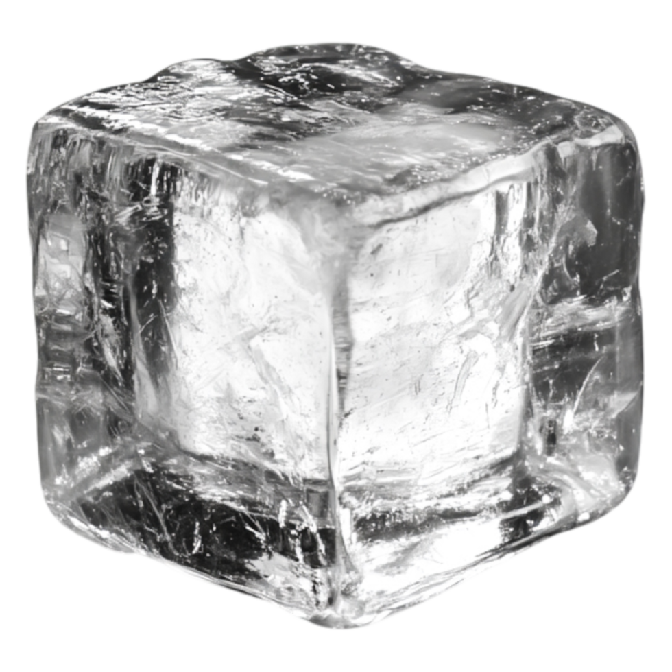 Clear Ice Cube on with Reflectind Texture png