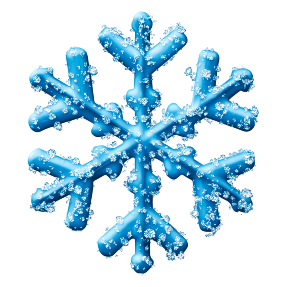 Unique Blue Snowflake with Sparkling Texture on Transparent png