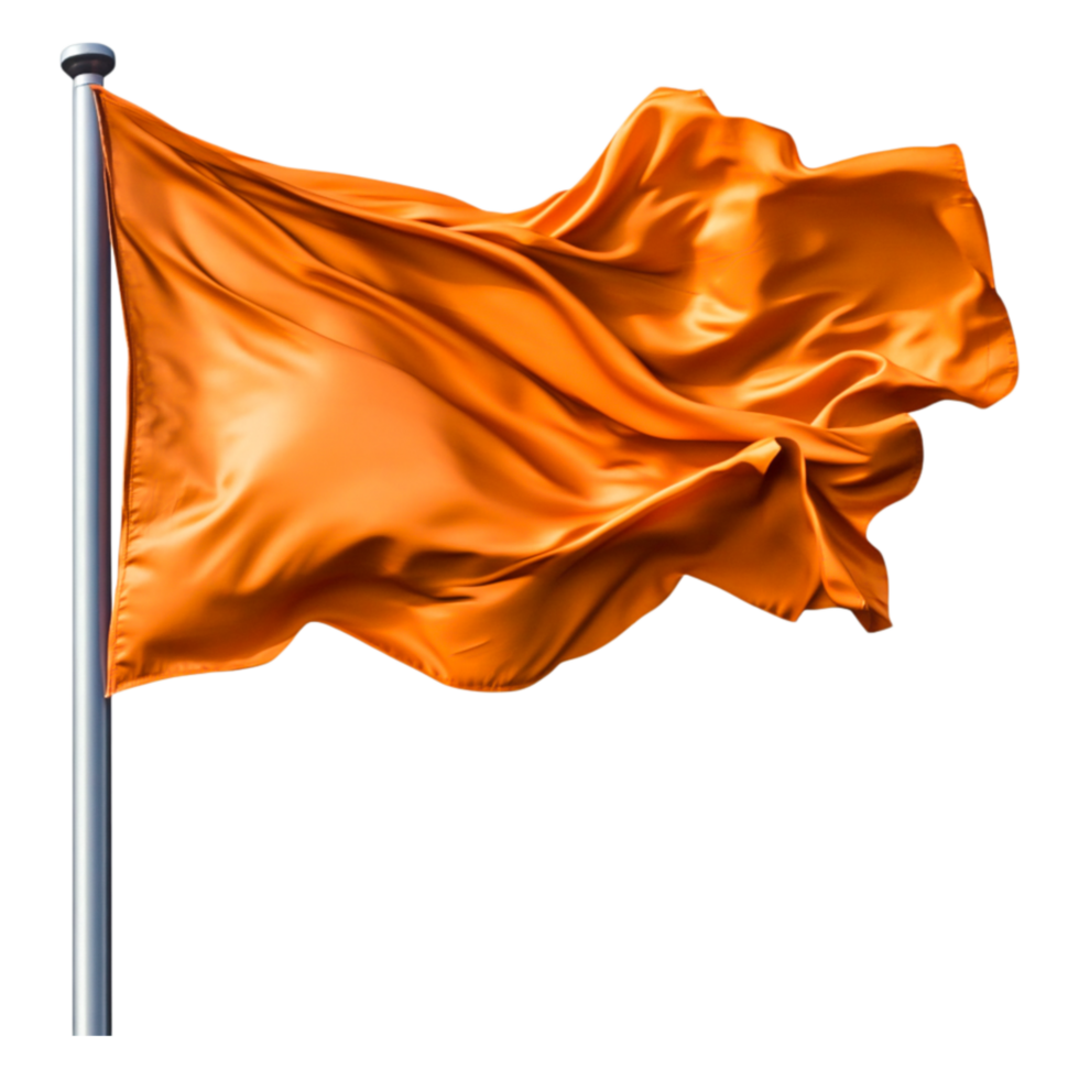 Bright Orange Flag Waving in the Wind Against a Clear Sky png