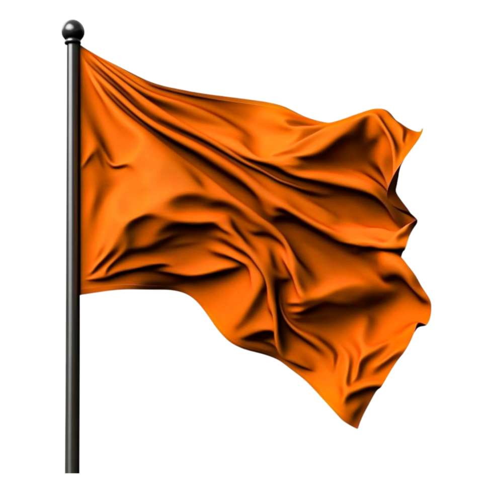 Vibrant Orange Flag Waving Against a Clear png