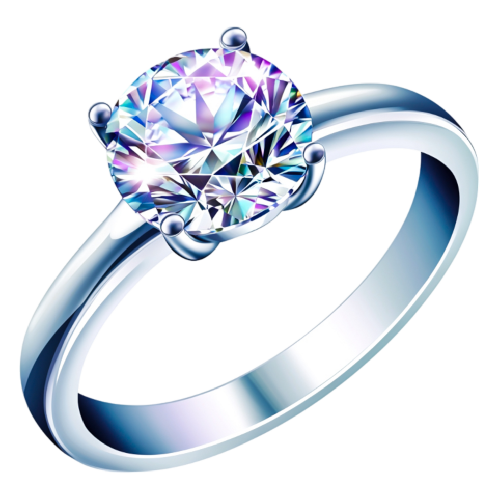 Elegant Round Diamond Ring in Silver Setting with Brilliant Sparkle png
