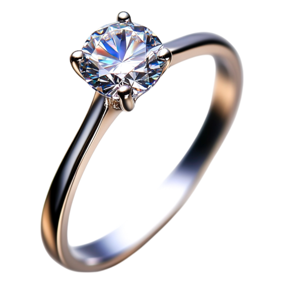 Elegant Solitaire Diamond Ring on Silver Band with Sparkling Gem png