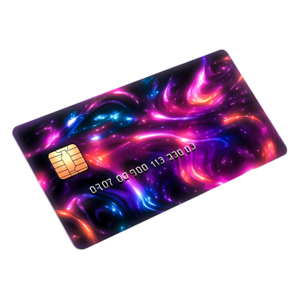 Colorful Abstract Design on Credit Card with Swirling Patterns png