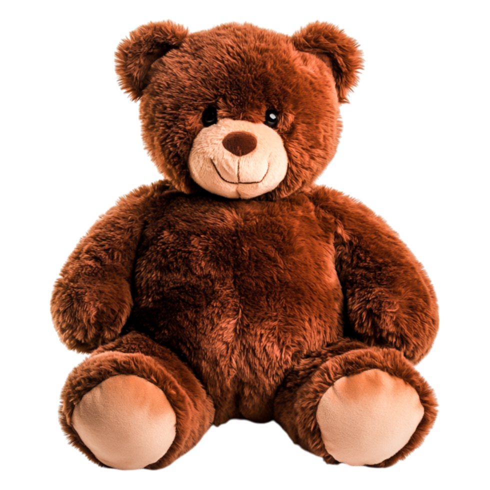Cute Brown Plush Teddy Bear Sitting Soft and Cuddly Toy for Kids png