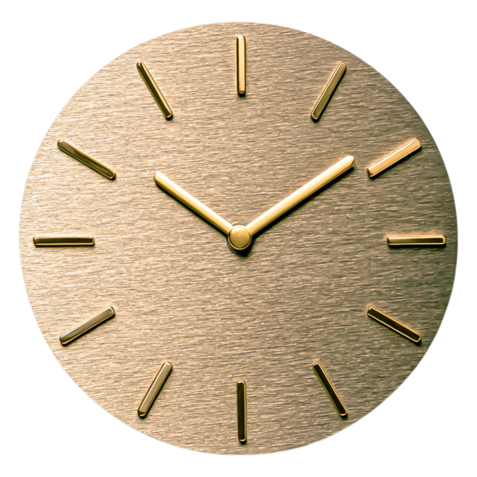 Elegant Gold Wall Clock with Minimalist Design and Soft Finish png