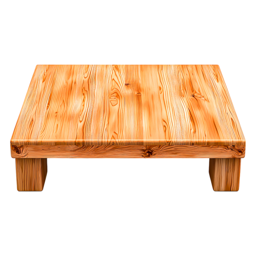 Wooden Coffee Table with Natural Finish and Smooth Surface png
