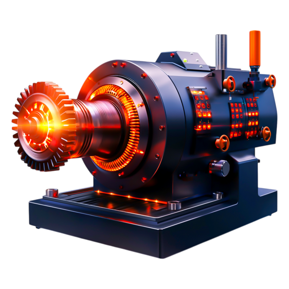 Advanced Engine Component with Glowing Lights and Detailed Design png