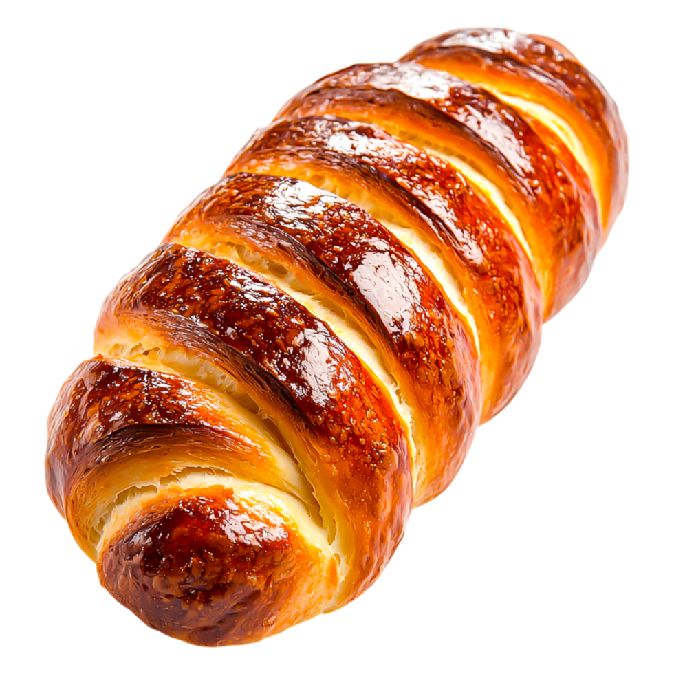 Flaky Golden Pastry Bread with a Shiny Caramelized Surface png