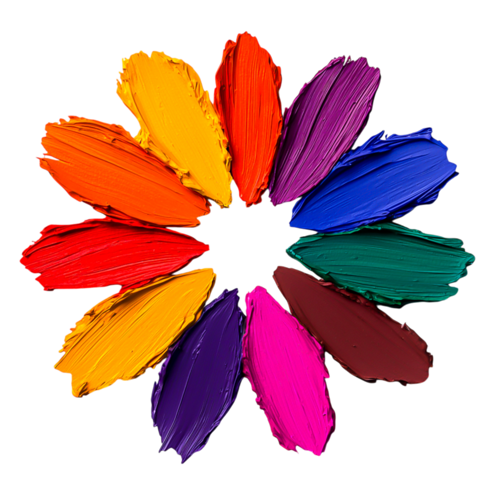 Vibrant Colorful Paint Strokes Arranged in a Circular Pattern png