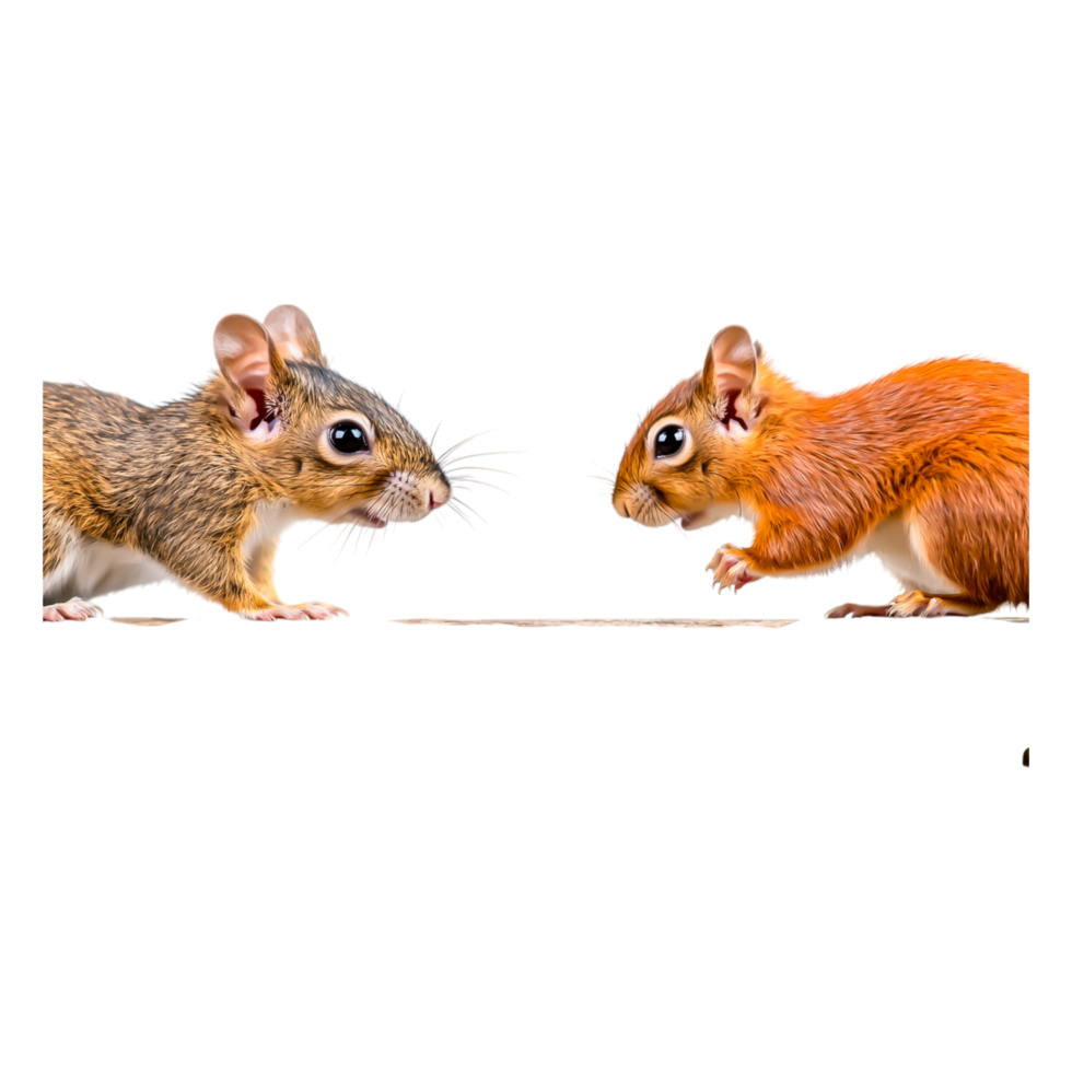 Two Adorable Squirrels Side by Side on a White Background png