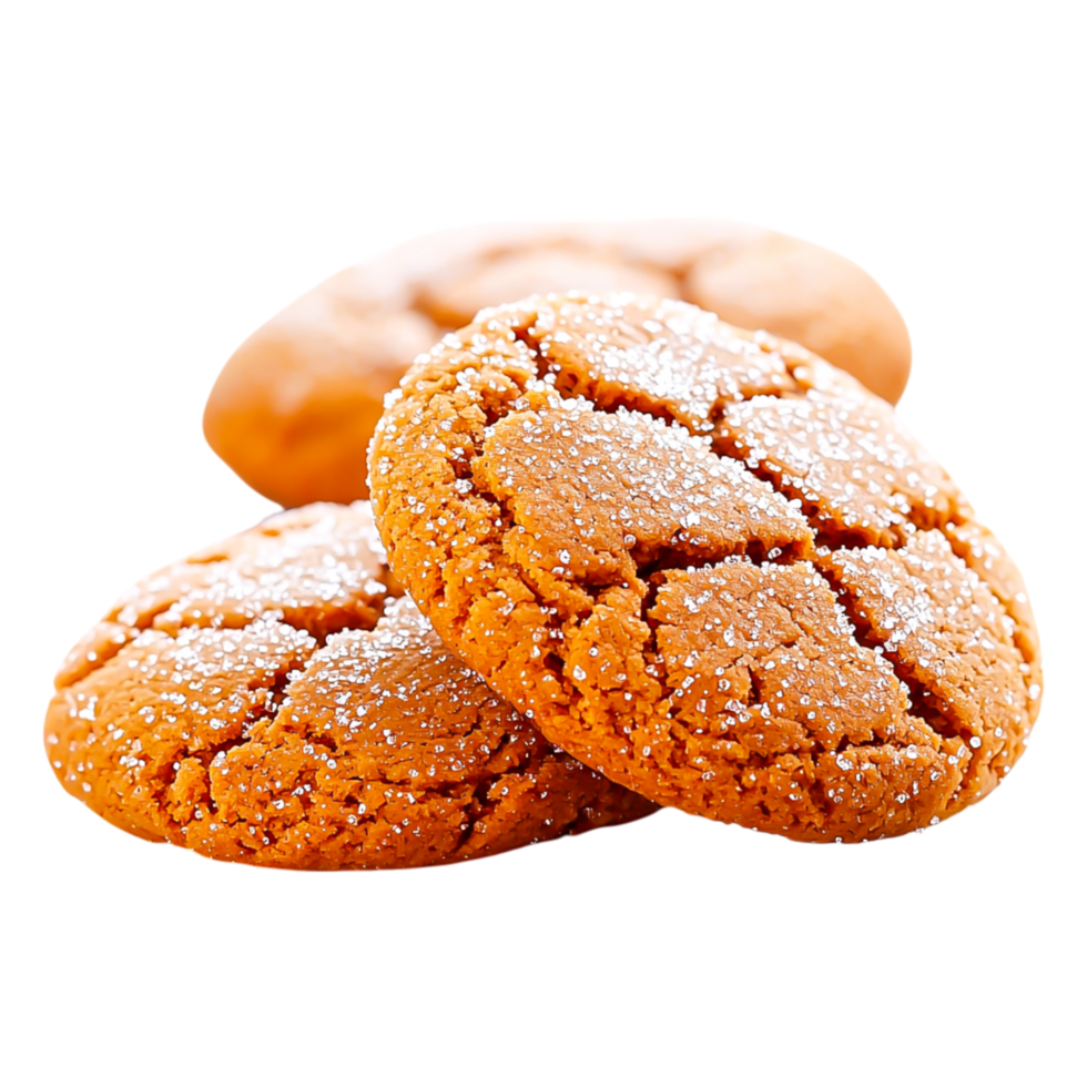 Freshly Baked Ginger Cookies with Sugar Powder on Top png