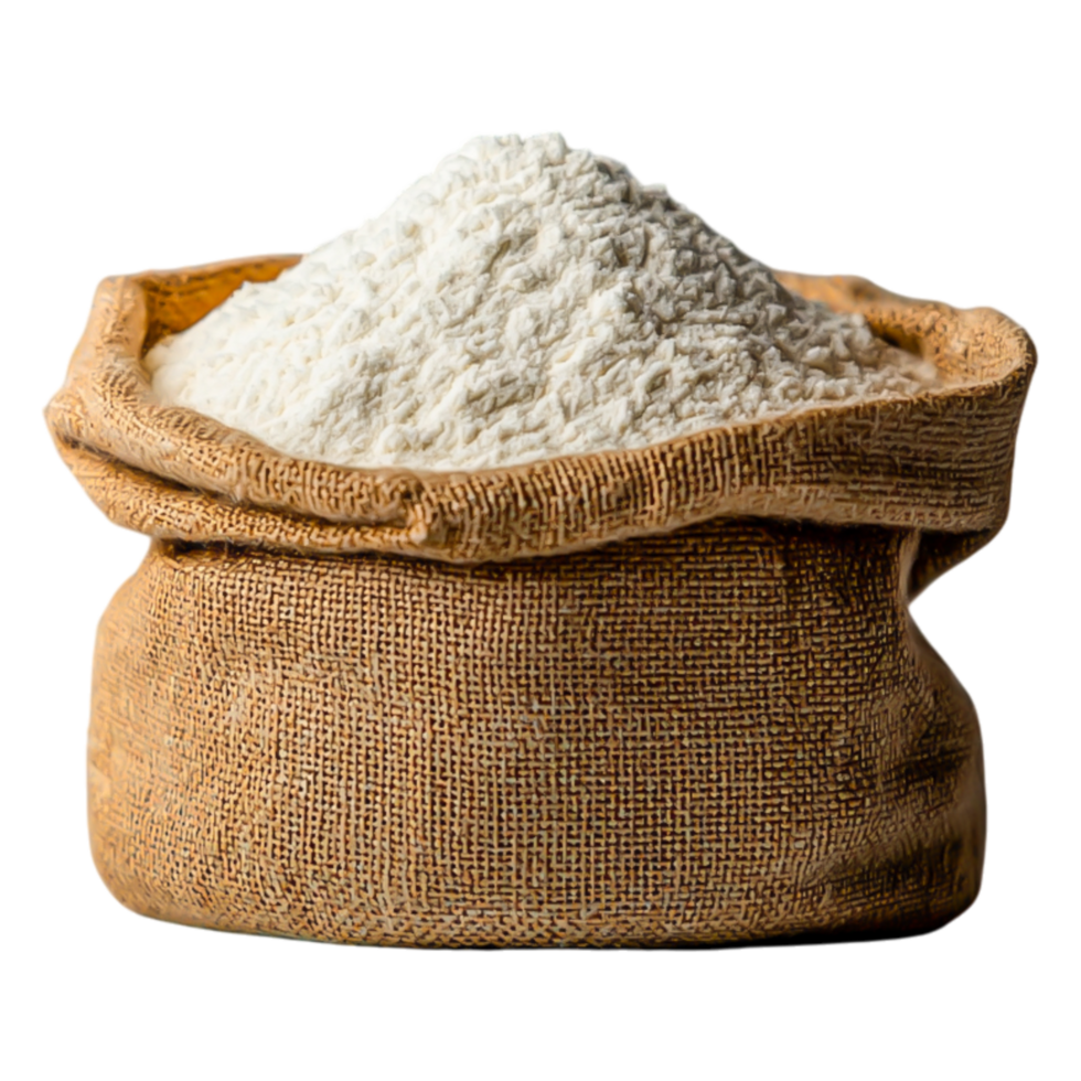 White Flour in Burlap Sack on Isolated Background png