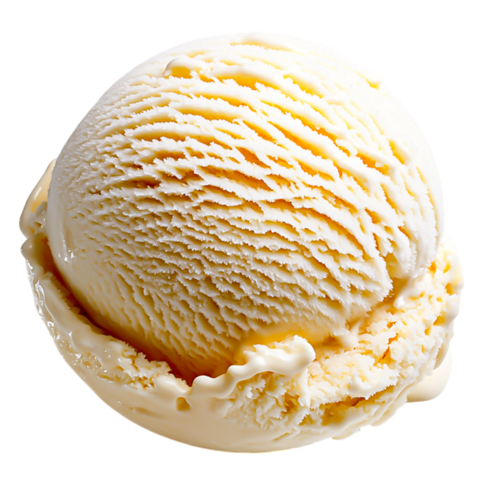 Creamy Vanilla Ice Cream Scoop with Smooth Texture and Swirls png