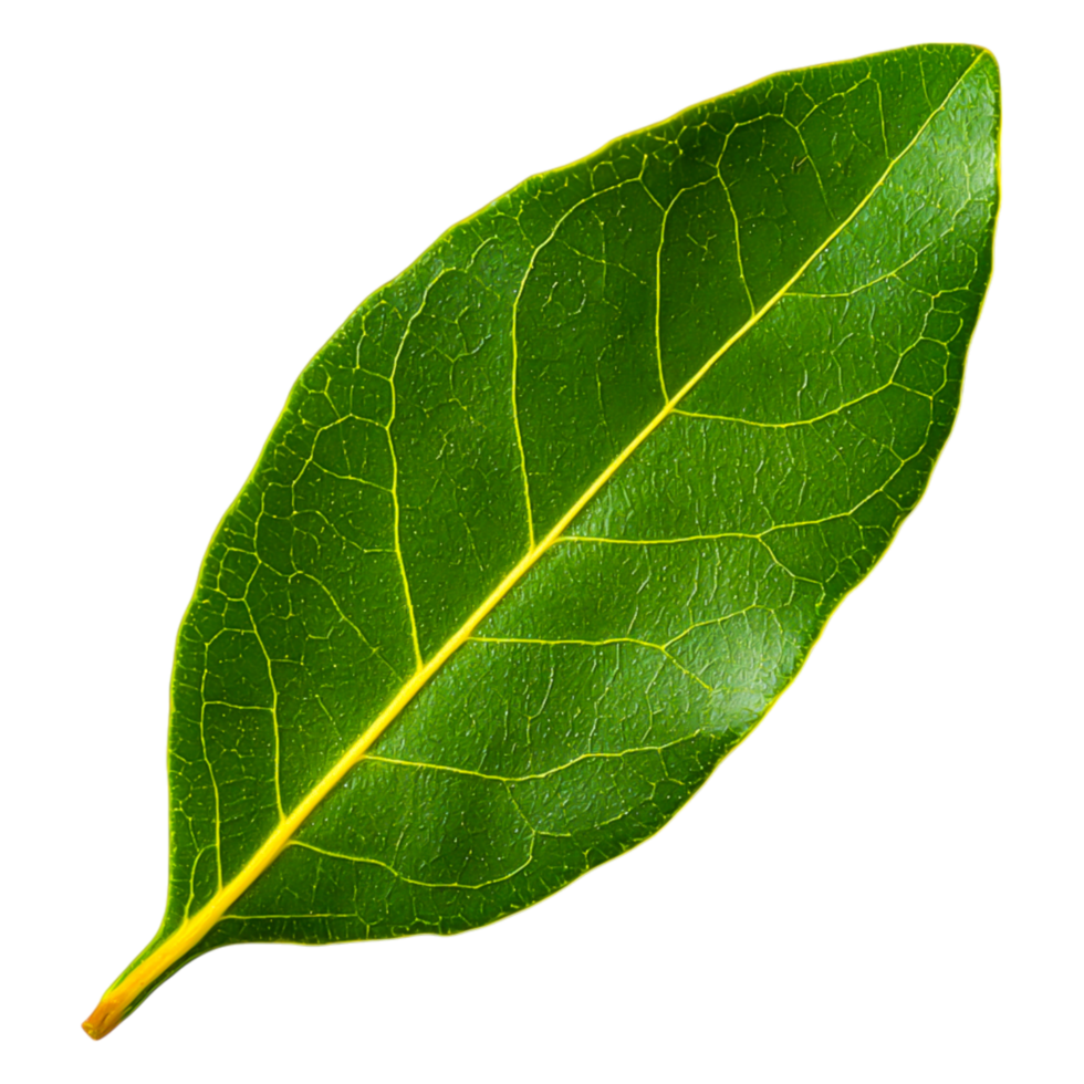 Fresh Green Leaf with Veins and Texture on a Black Background png