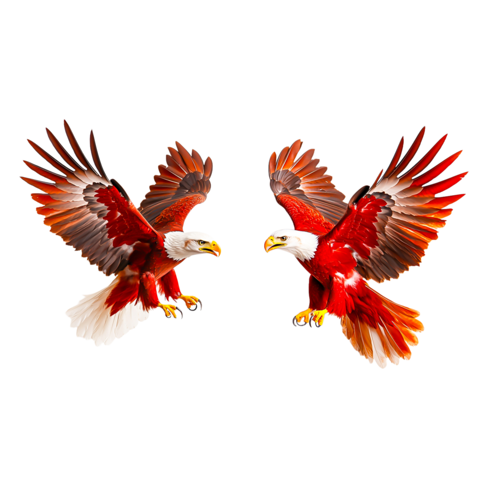 Majestic Red Eagles with Outstretched Wings in Flight png