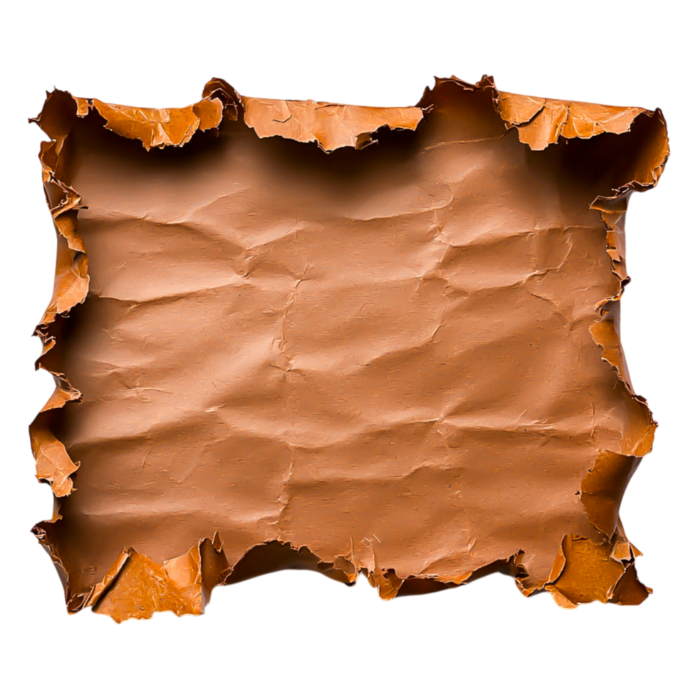 Torn Aged Paper with Rough Edges and Worn Texture Background png