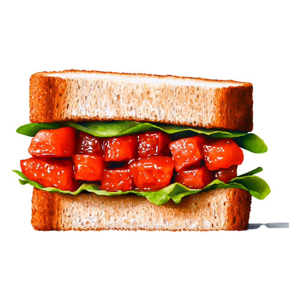Fresh and Colorful Sandwich with Tomatoes, Lettuce, and Bread png