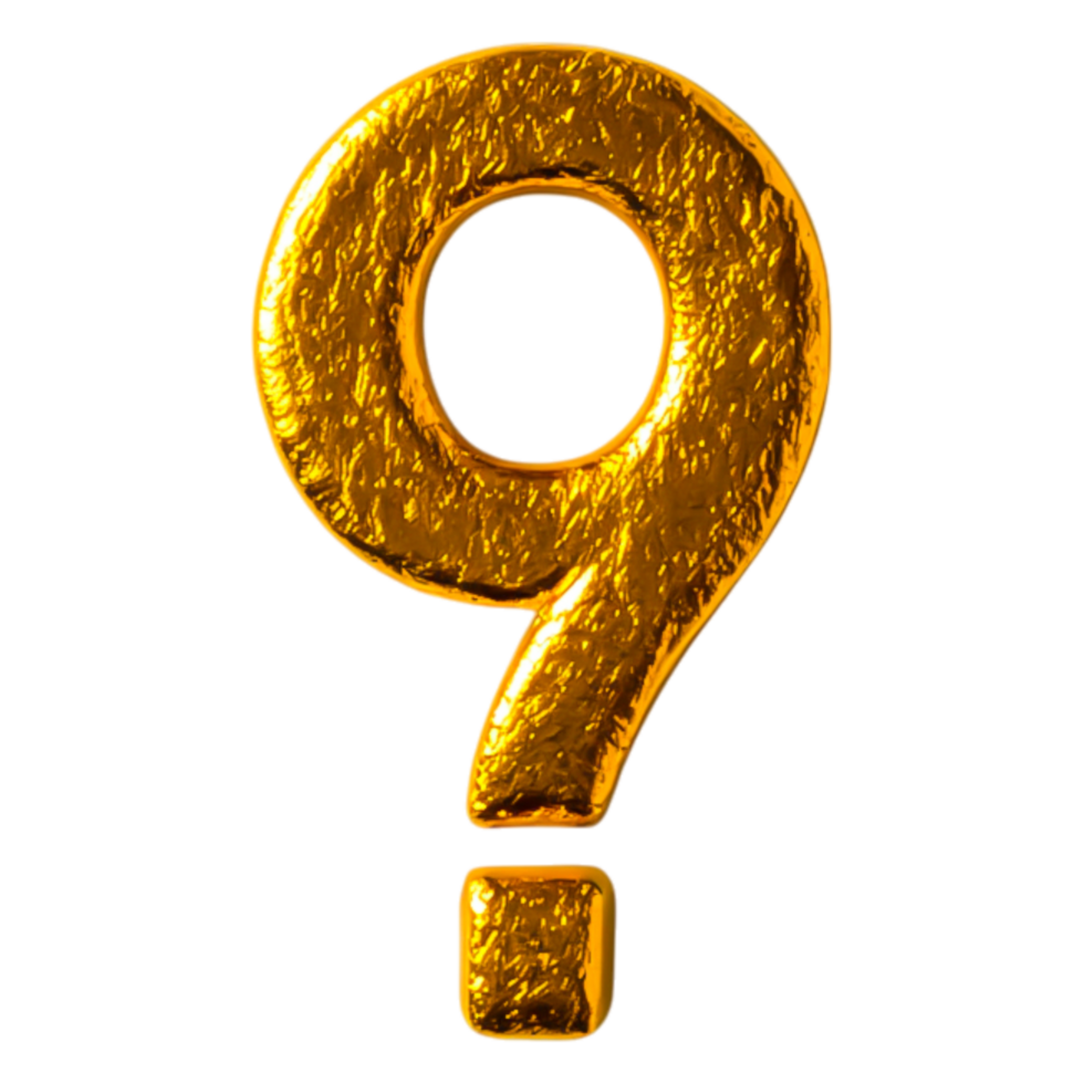 Golden Question Mark Symbol with a Shiny Metallic Gloss Finish png