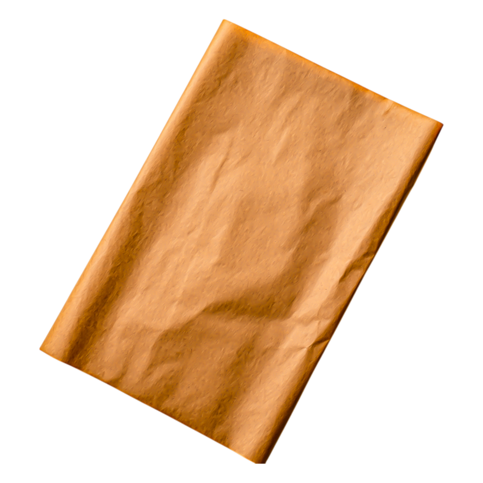 Crumpled Brown Paper Sheet on Dark Background for Creative Projects png