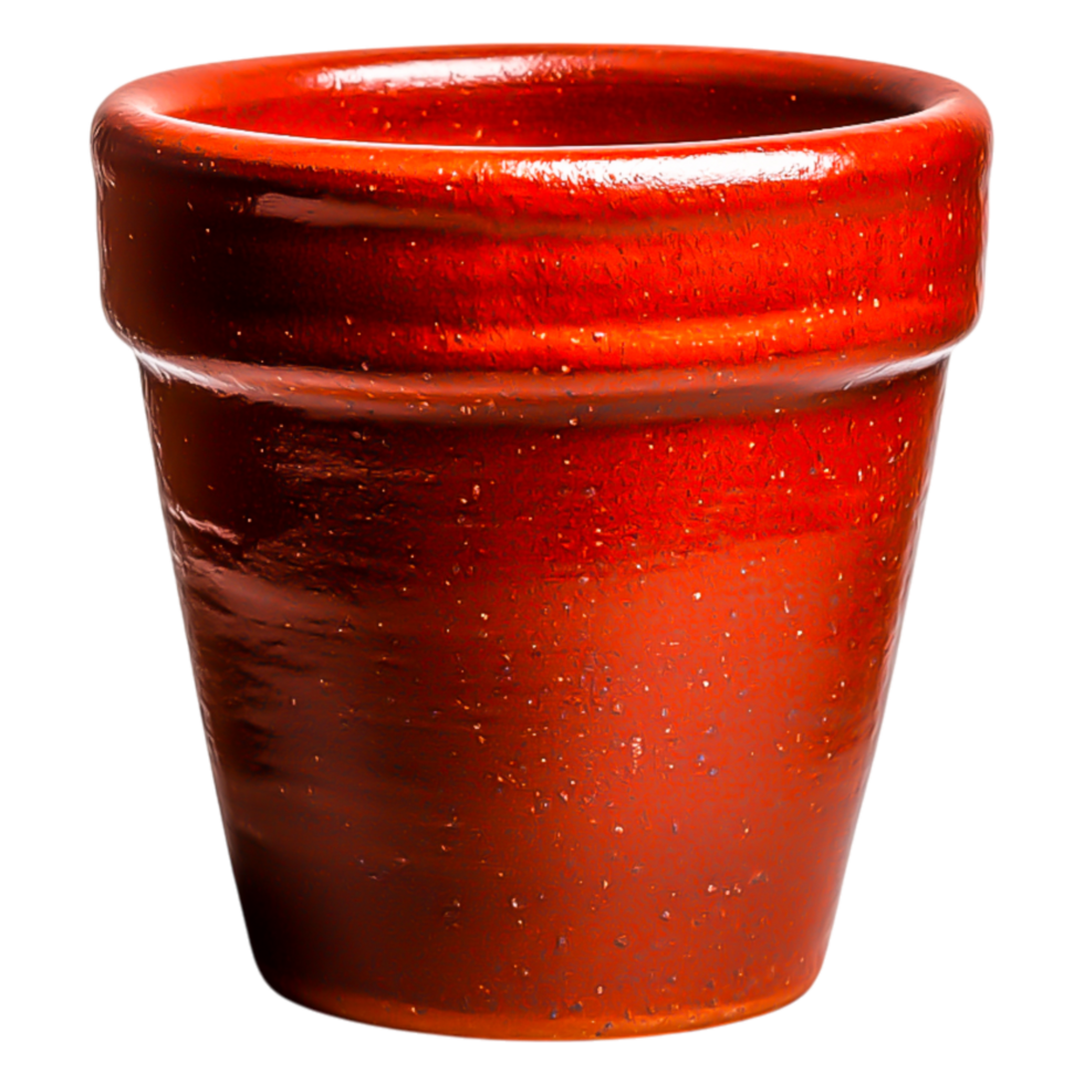 Glossy Red Clay Flower Pot with Smooth Finish for Planting png