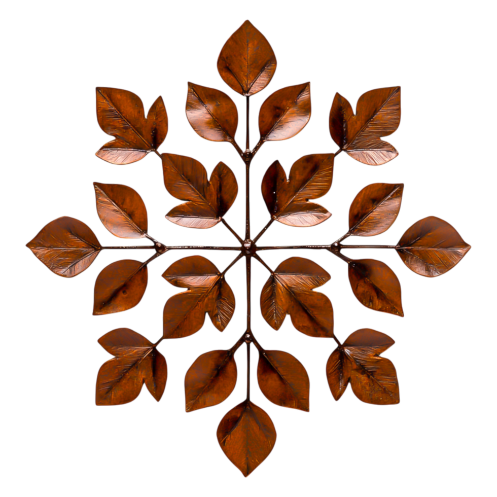 Decorative Pattern of Brown Leaves Arranged in a Symmetrical Design png