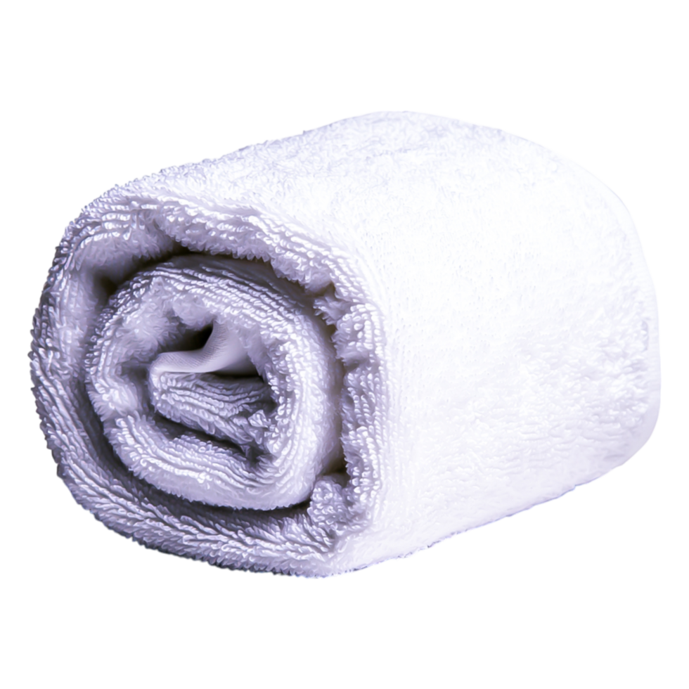 Soft White Rolled Towel on Isolated Background for Spa or Bathroom Use png