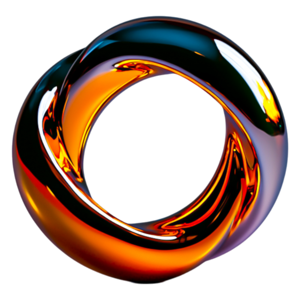 Abstract 3D Loop Shape with Glossy Orange and Black Finish png