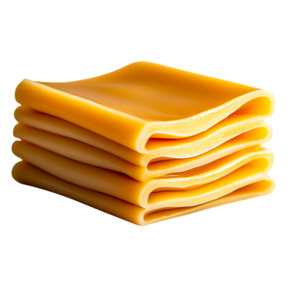 Freshly Stacked Slices of Yellow Cheese Isolated on png