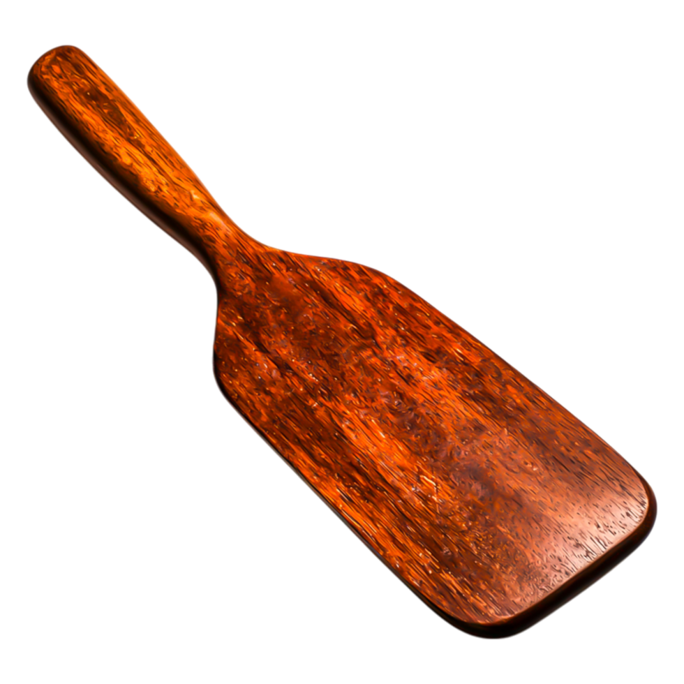 Wooden Cooking Tool with Smooth Finish and Curved Handle Design png