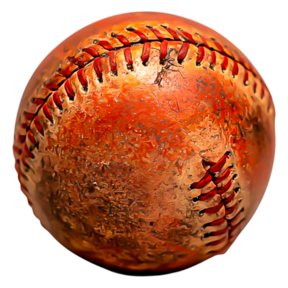 Detailed Close-Up of an Old and Worn Baseball with Fading Color png