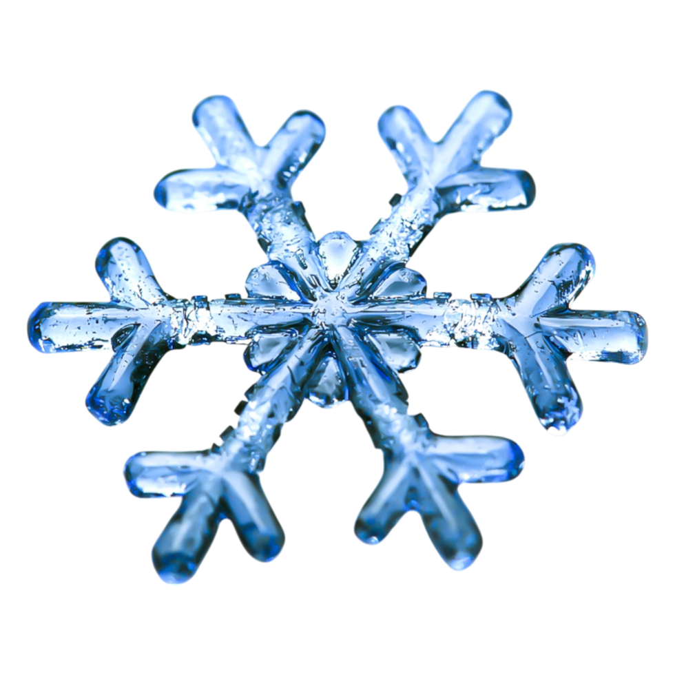 Intricate Blue Snowflake With Detailed Crystal Structure and Design png
