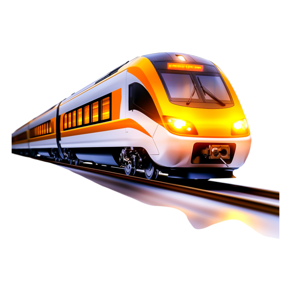 Modern High-Speed Train Approaching on Sleek Railway Tracks png