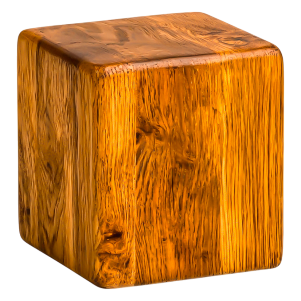 Natural Wooden Block with Unique Grain Pattern and Textured Surface png