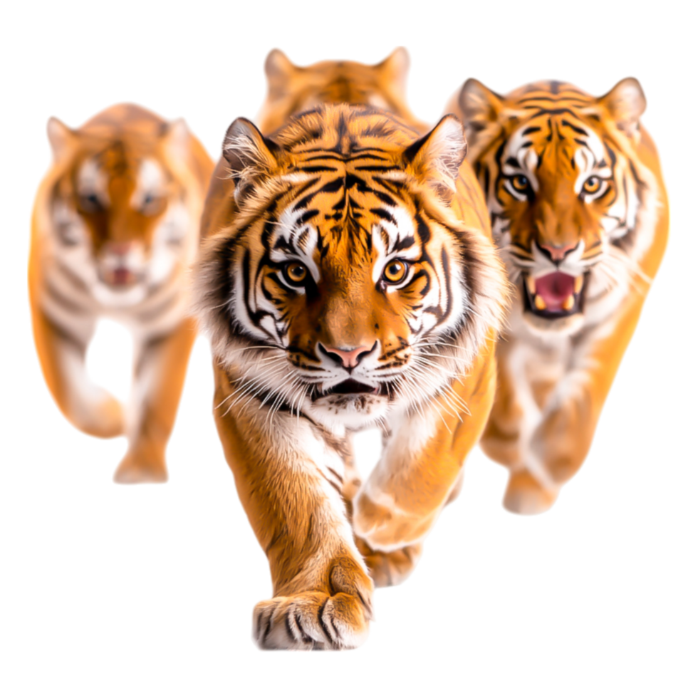 Fierce Tigers in Dynamic Motion Capturing Nature's Majestic Predators png