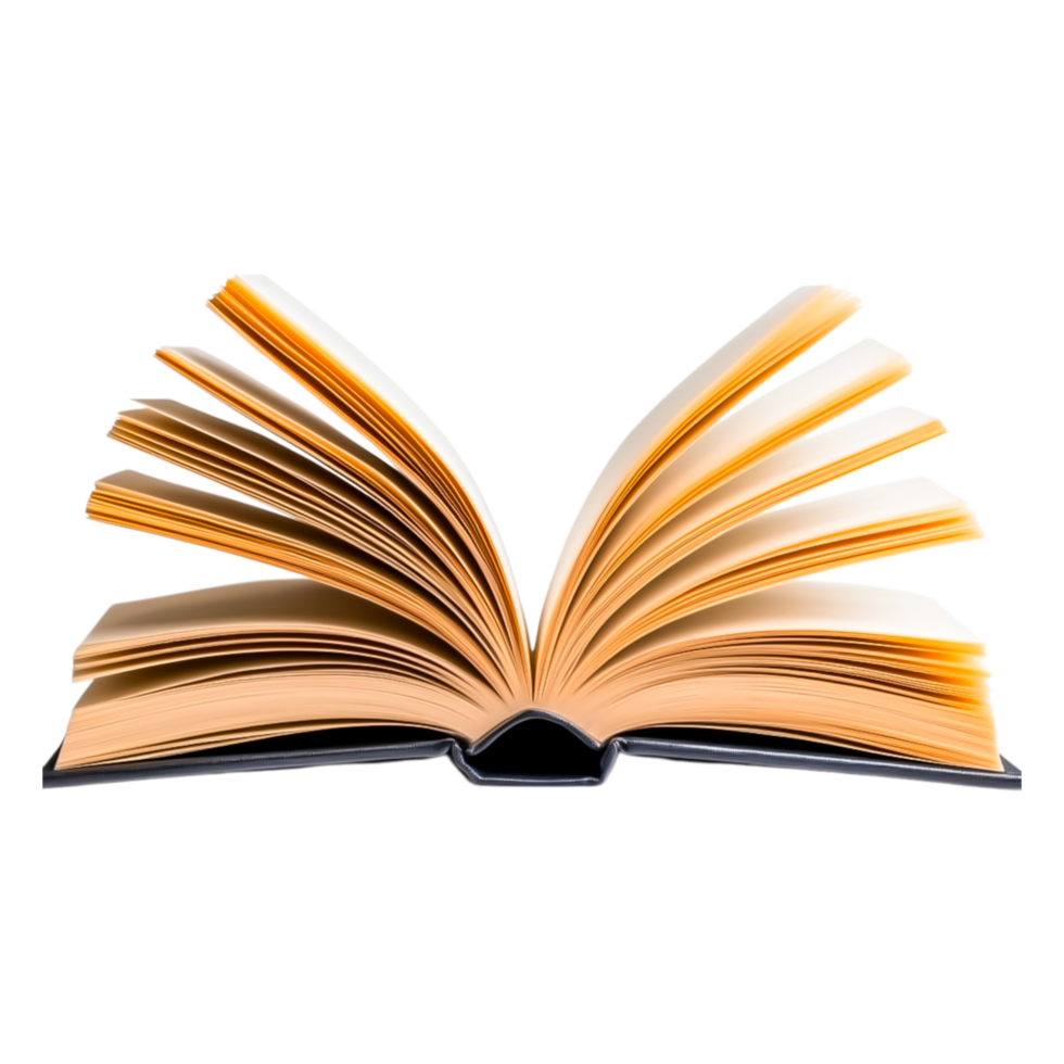 Open Book with Pages Flipping in a Soft Light Setting png