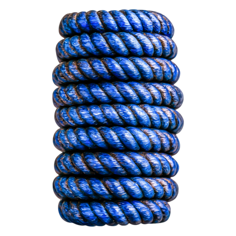 Blue Twisted Rope Stack on Isolated Background for Nautical Use png