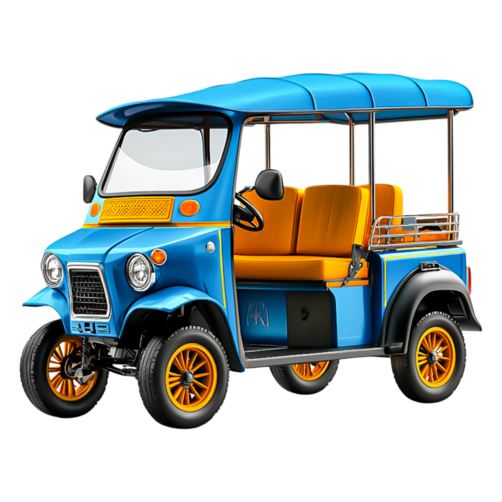 Colorful Auto Rickshaw with Blue and Orange Design for Urban Transport png