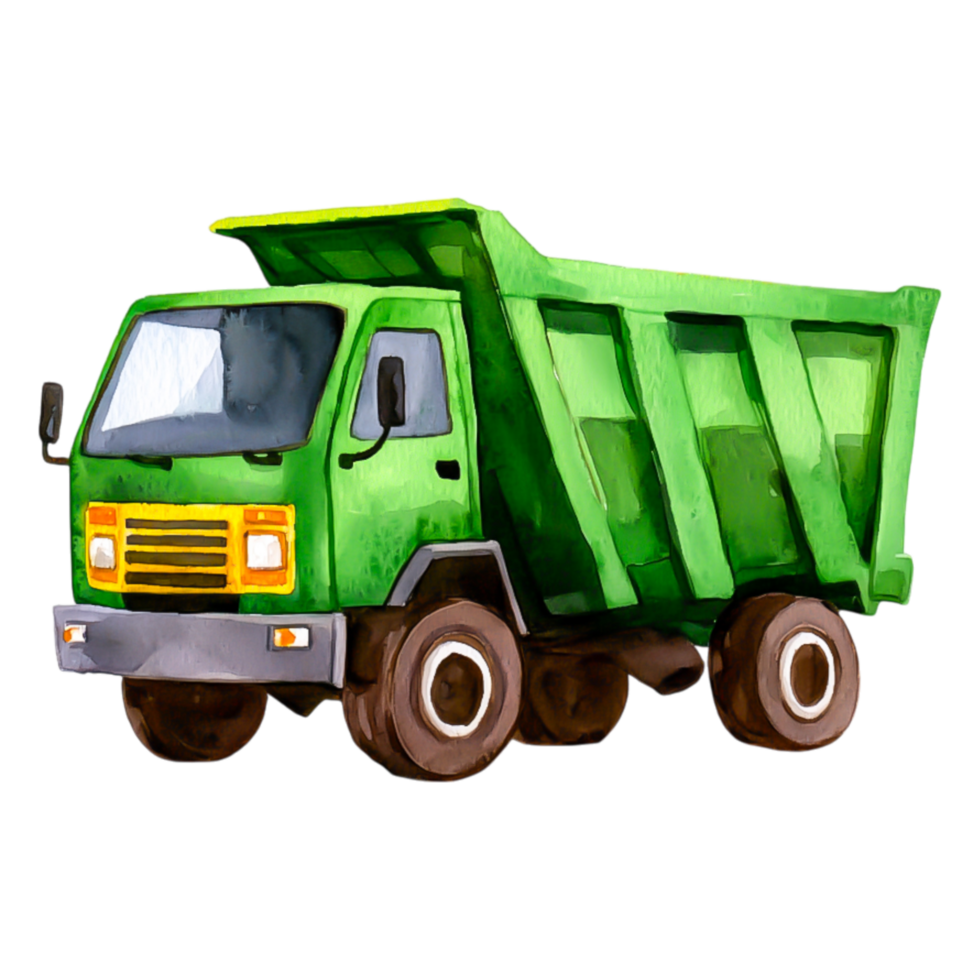 Green Dump Truck Illustration on for Construction Use png