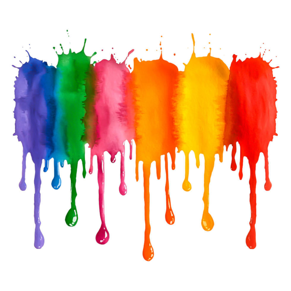 Colorful Paint Drips in Rainbow Spectrum for Creative Designs png