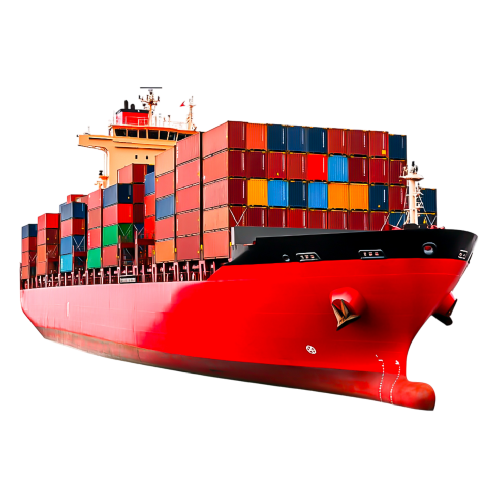 Colorful Container Ship Docked in Port for Cargo Loading and Unloading png