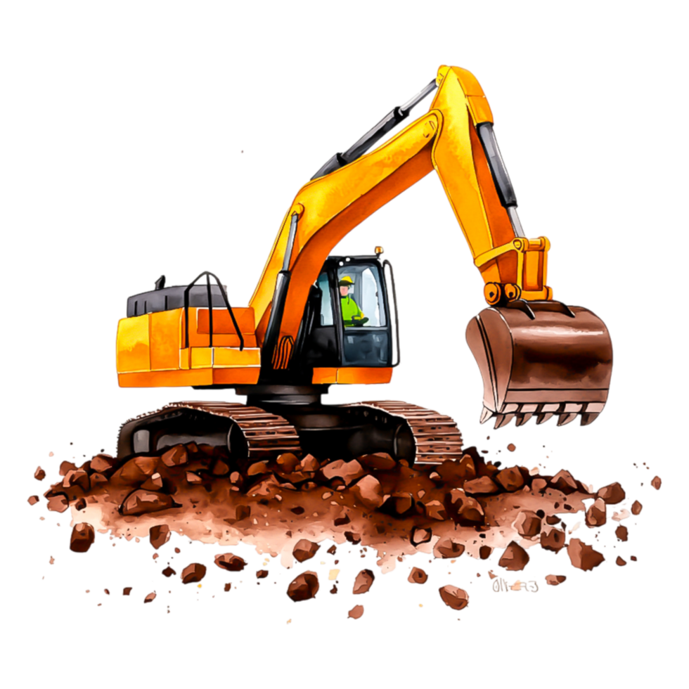 Heavy Equipment Excavator Digging in Construction Site Soil png
