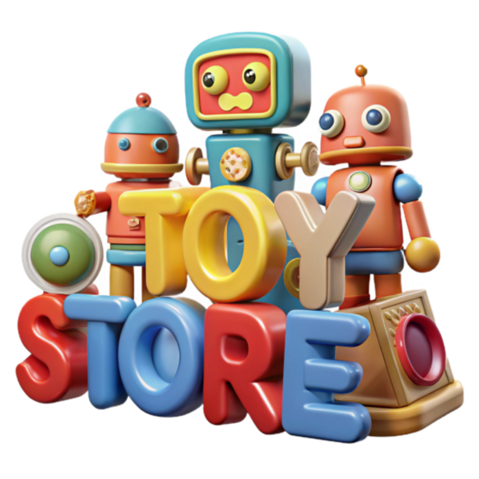 Colorful Toy Store Illustration with Robots png