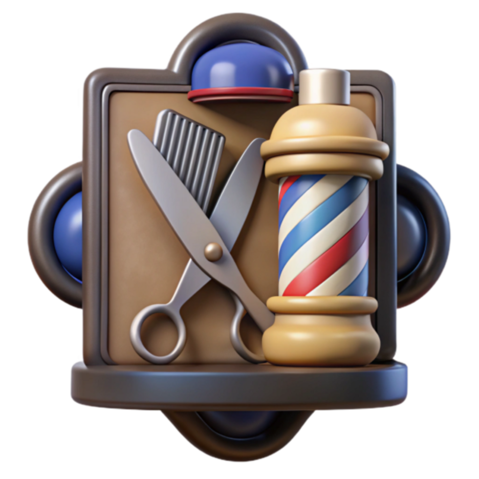 Render Barber Shop Icon Scissors Barbershop Pole png