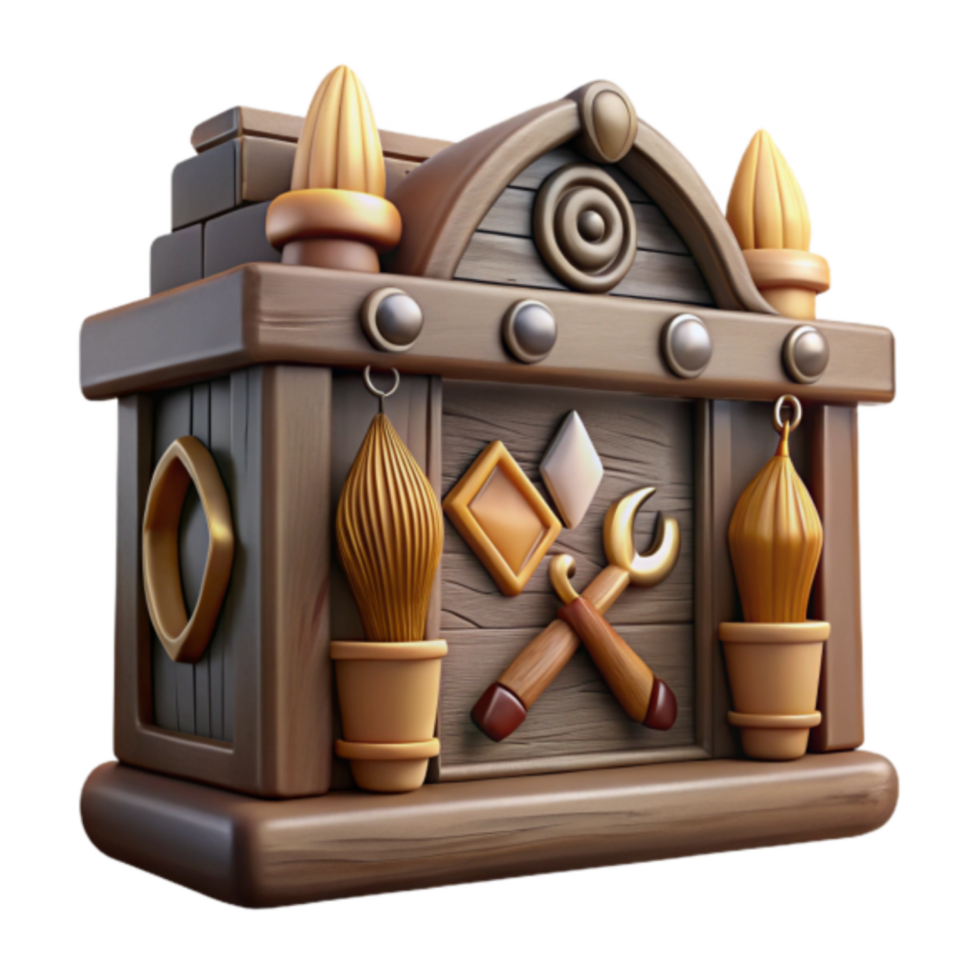 Wooden Craftsmans Chest Render, Game Asset, Fantasy Tool Box Illustration png