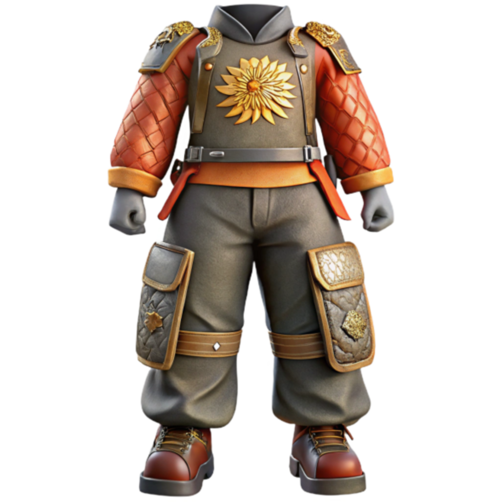 Render of Fantasy Childrens Outfit, Golden Sun Design, Armor and Boots png