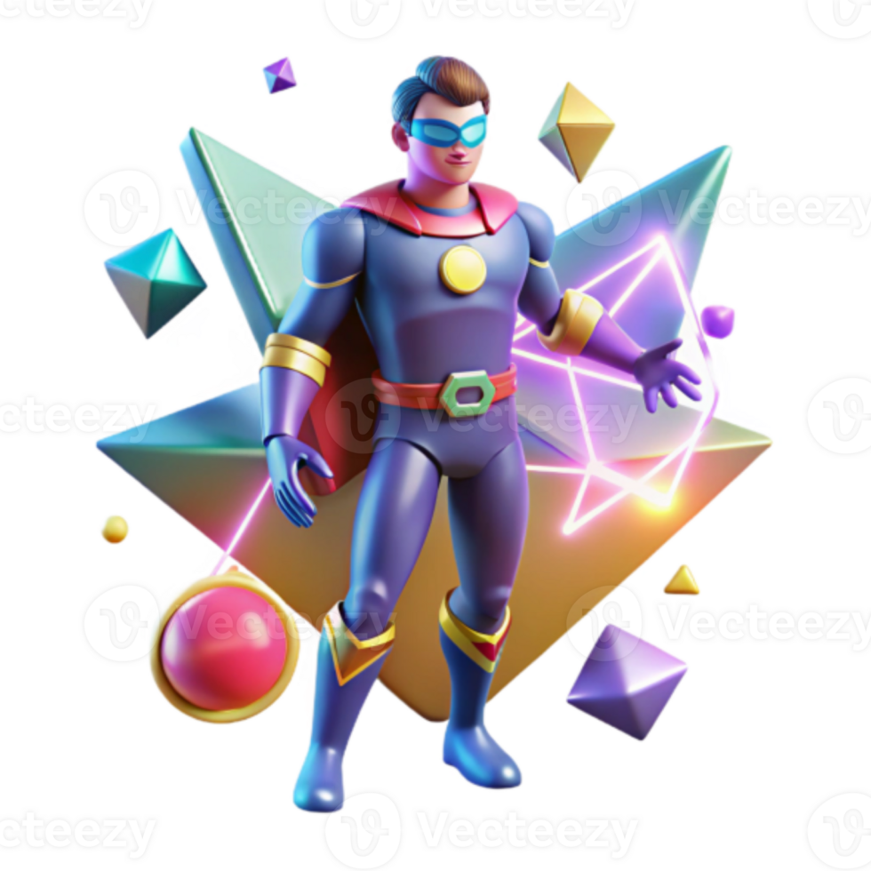 Illustration Superhero in Geometric Abstract Background png