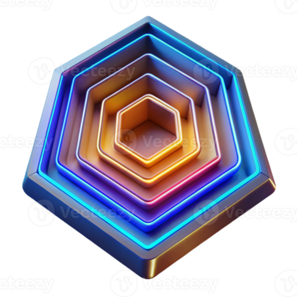 Abstract Hexagon Neon Lights Background Illustration png