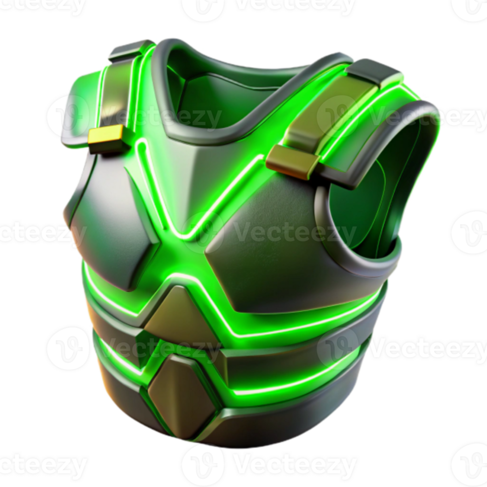 Futuristic Green Neon Armor Render png