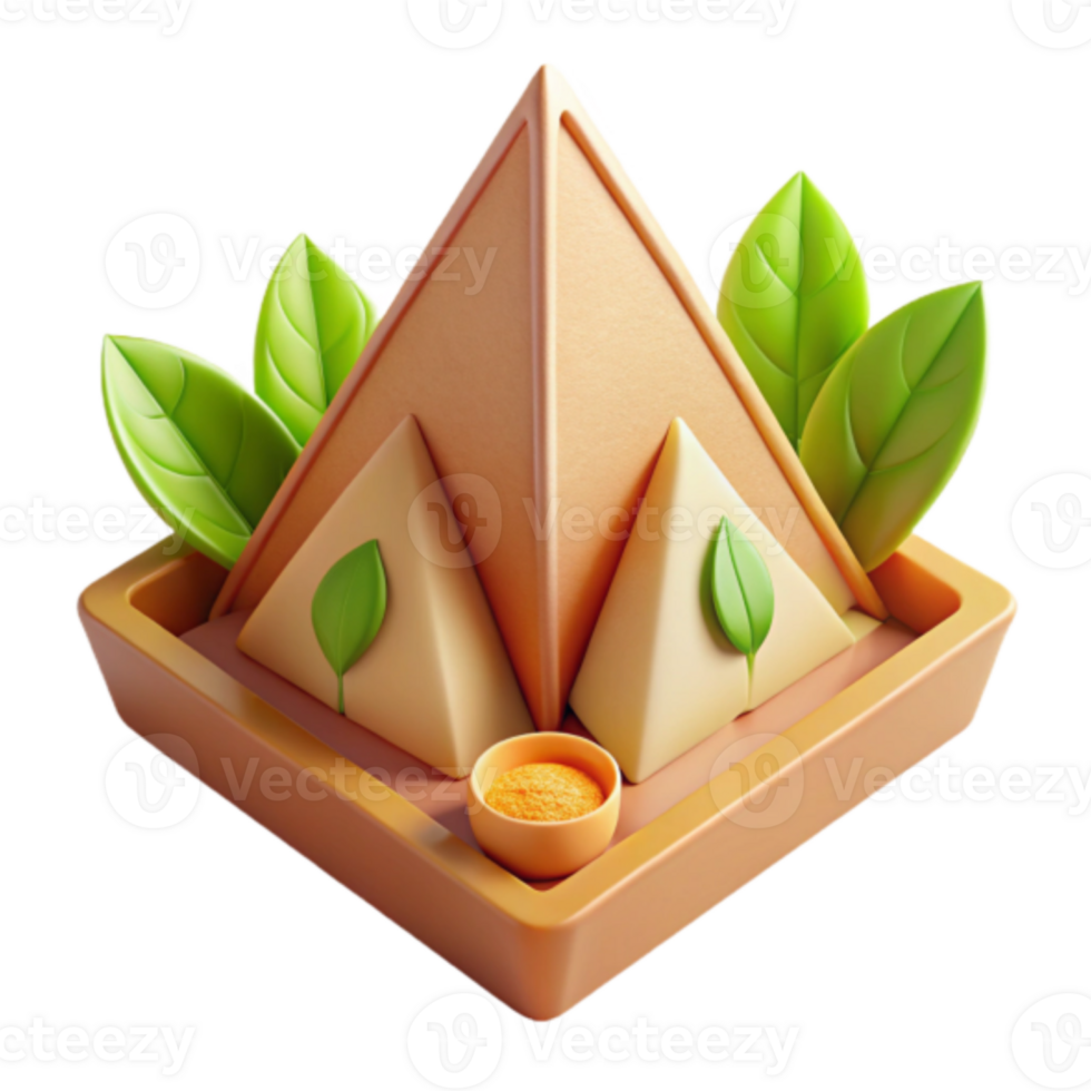 Render of Pyramid Structure with Leaves and Spice png