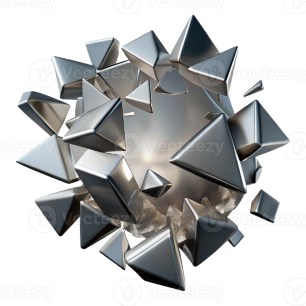 Render Metallic Geometric Explosion Abstract Background Image png
